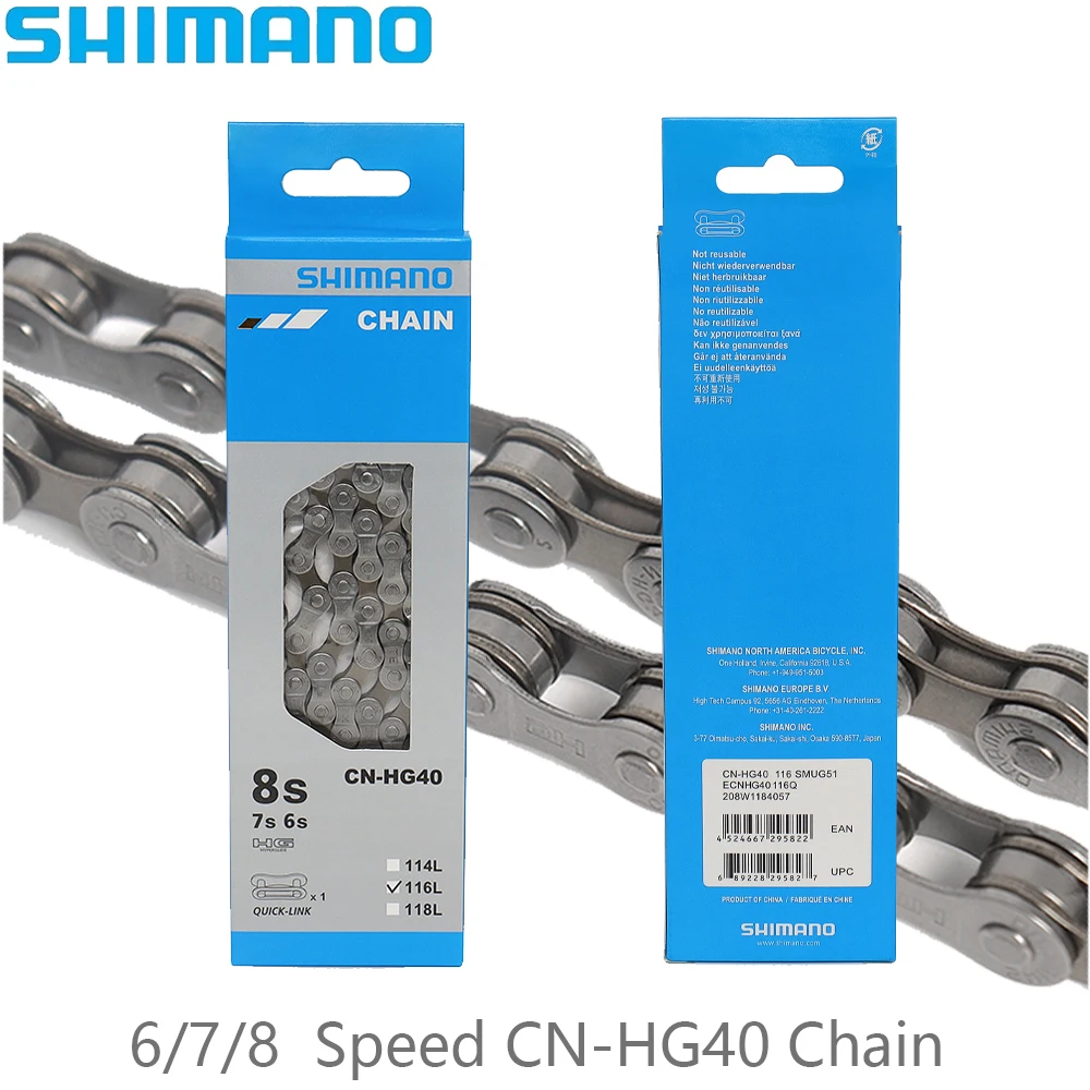 SHIMANO 6/7/8 Speed CN-HG40 Bicycle Chain 116 Links HYPERGLIDE For Mountain Bike Original Bicycle Parts