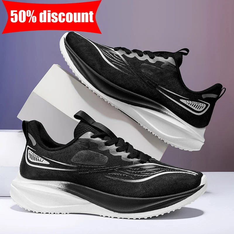 Men's Breathable Mesh Running Shoes, Lightweight, Soft Sole, Lace-up, For Outdoor Sports And Tennis_voghion.com