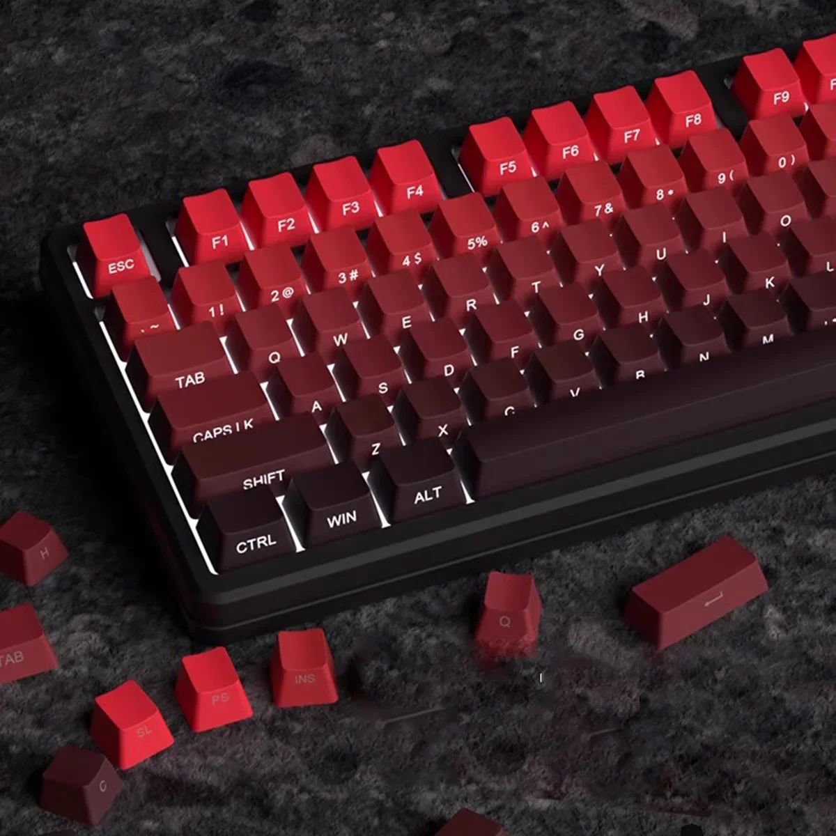 133 Keys Side Print Shine Through Keycap Set Double Shot  Cherry Profile Keycaps for MX Switch Mechanical Gaming Keyboard