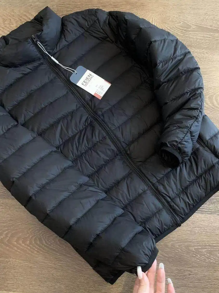 

Ultra-Light down Cotton Jaet Men's Autumn Winter Thin Warm Parka Long Sle Slim Fit Youth Trendy No Hoodie Required