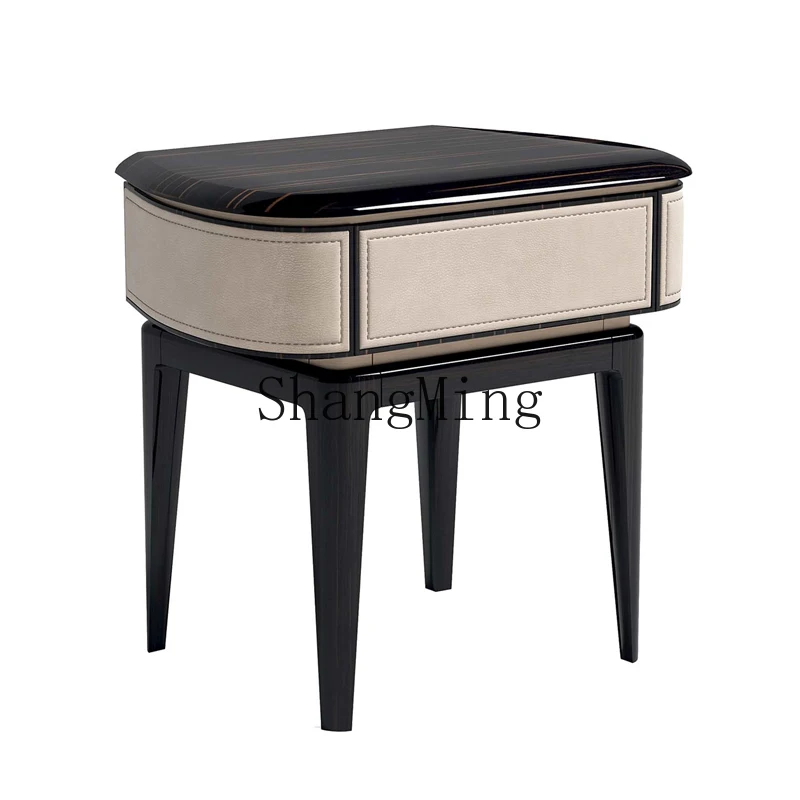 

CL light luxury bedroom bedside table neoclassical black storage post-modern bedside small cabinet storage furniture
