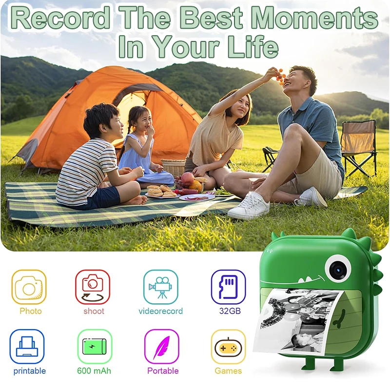 kid Instant picture camera Mini Thermal Printing Camera 48MP Dual 1080P HD Video 32GB TF Card cheap instant camera color print