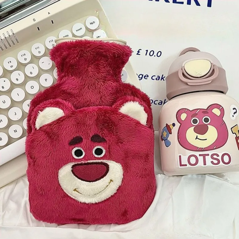 Disney Lotso Plush Hot Water Bottle Cute Cartoon Anime Alien Winter Hot Compress Portable Warm Belly with Pocket Hand Warmer