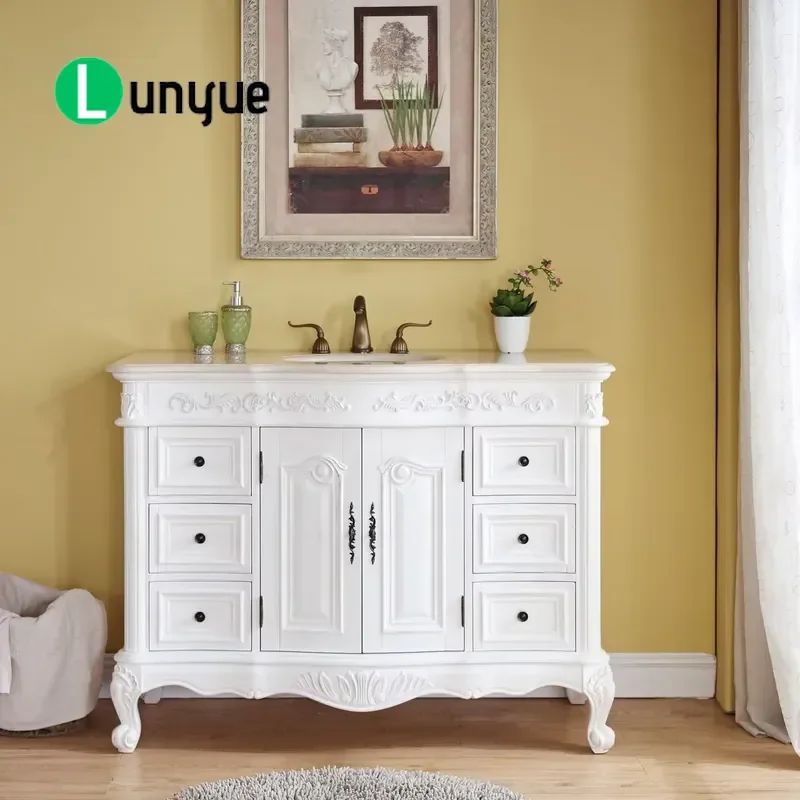 Modern White Bathroom Vanity Solid Wood MDF Waterproof Ceramic Sink Floor Standing Washstand Combination for Apartment Luxury