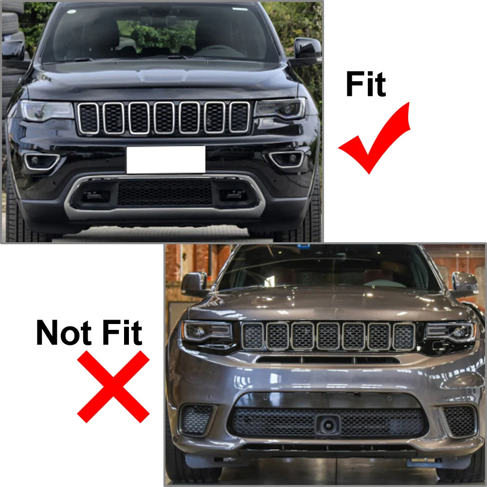 7 Pcs Car Chrome Front Grille Cover Grill Ring Inserts Frame Trims Kit For Jeep Grand Cherokee 2017 2018 2019 2020 2021