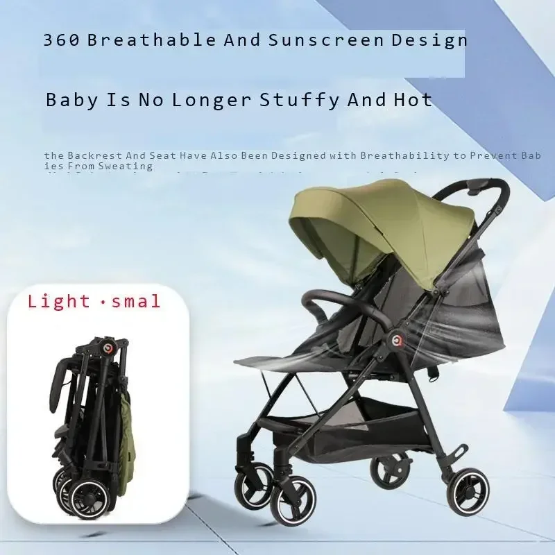 Compact Baby Stroller, One-Click Foldable Pram, Reclining Seat, Shock-Absorbing and Lightweight Baby Buggy for Easy Travel