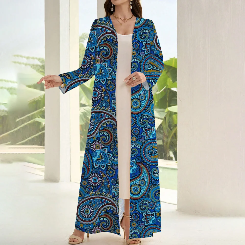 Luxury Dubai Islamic Muslim Abaya 2024 Femme Turkey Kaftan Islamic Clothing Printing Abaya One Piece Type Ramadan Abaya Dresses