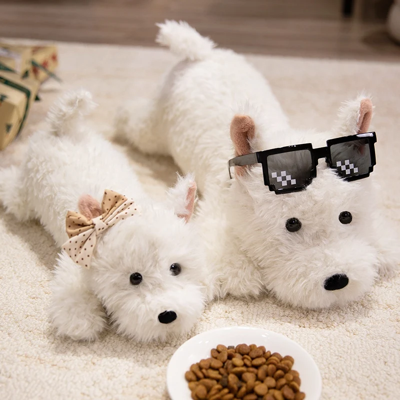 40-90CM Simulatie Gevoelige Houding Schnauzer West Highland Honden Poppen Zacht Pluche Sierkussen Hoogwaardige Verjaardagscadeau voor Meisjes