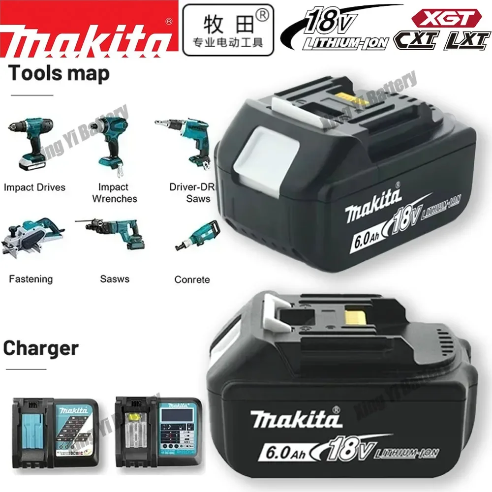 Original Makita 18V6A rechargeable tool battery for LXT BL1860B BL1860 BL1850 Makita tool brushless socket impact wrench DTW700