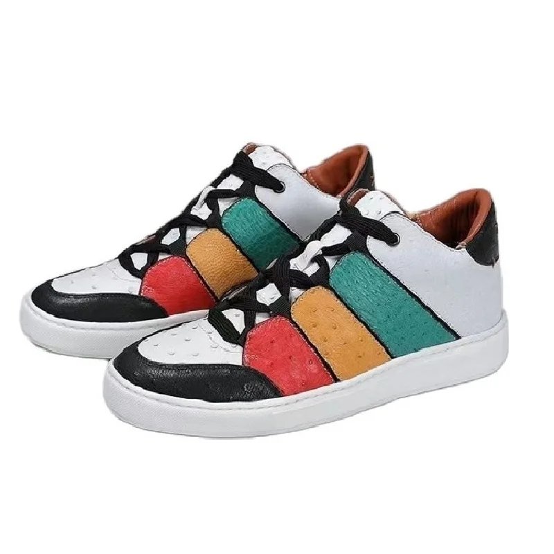 

Новое поступление 2023, модная мужская повседневная обувь из страусиной кожи, мужские белые кроссовки из натуральной кожи PDD65