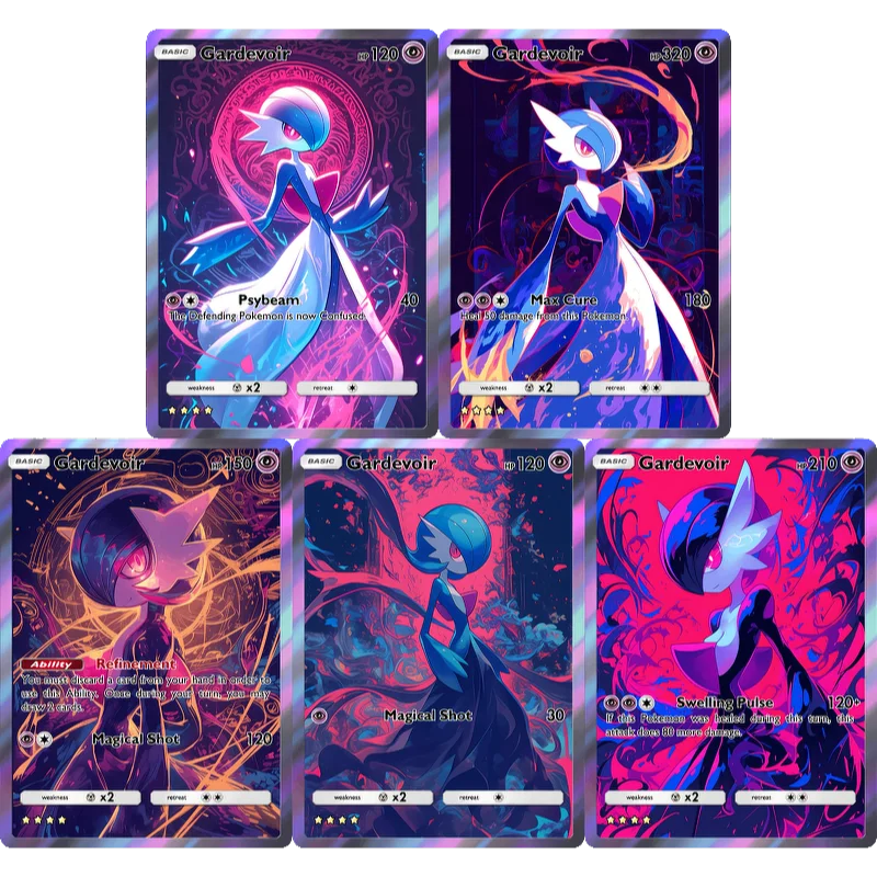 Pokemon PTCG Karten Gardevoir Aquarell-Stil Holo Seltene Booster-Karten Set Kreativitäts-Kollektion Pokemon-Karten