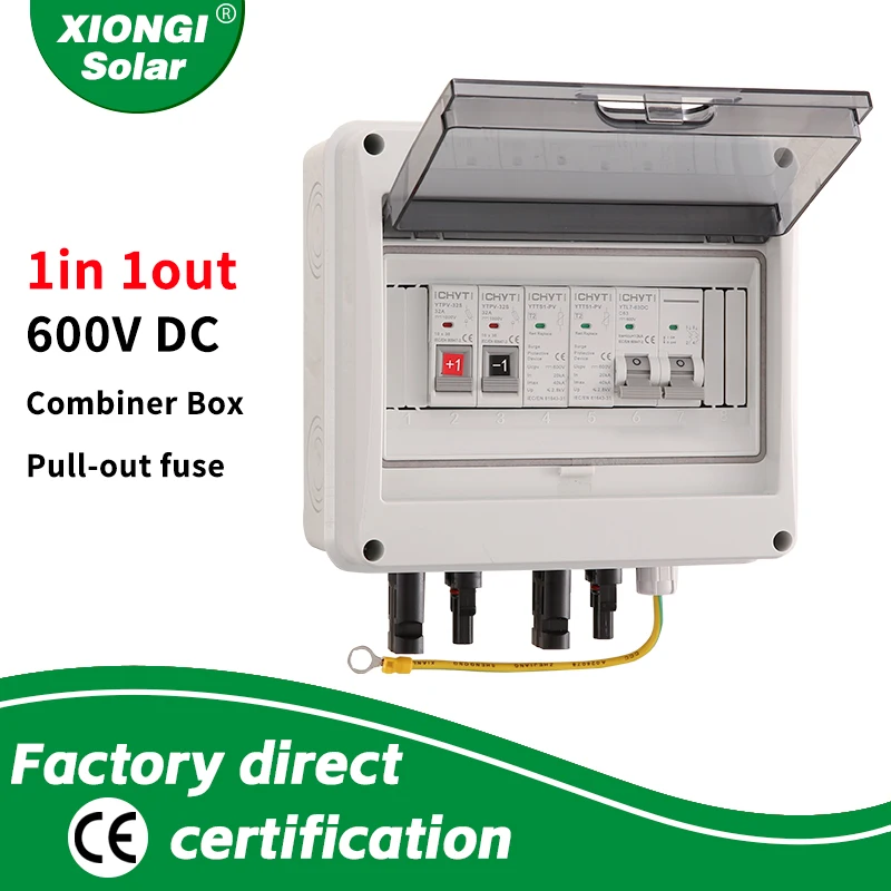 New 600V 1-Input 1Output Solar PV Combiner Box  With Lightning Protection Boxes DC Fuse MCB SPD Waterproof Dustproof IP65 Case