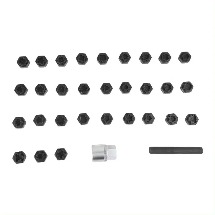 XSH Universal 32pcs 12.5mm AUTO Wheel Lock Lug Nuts Removal Keys Set Anti-Theft Screws Tool Kit for Mercedes Benz