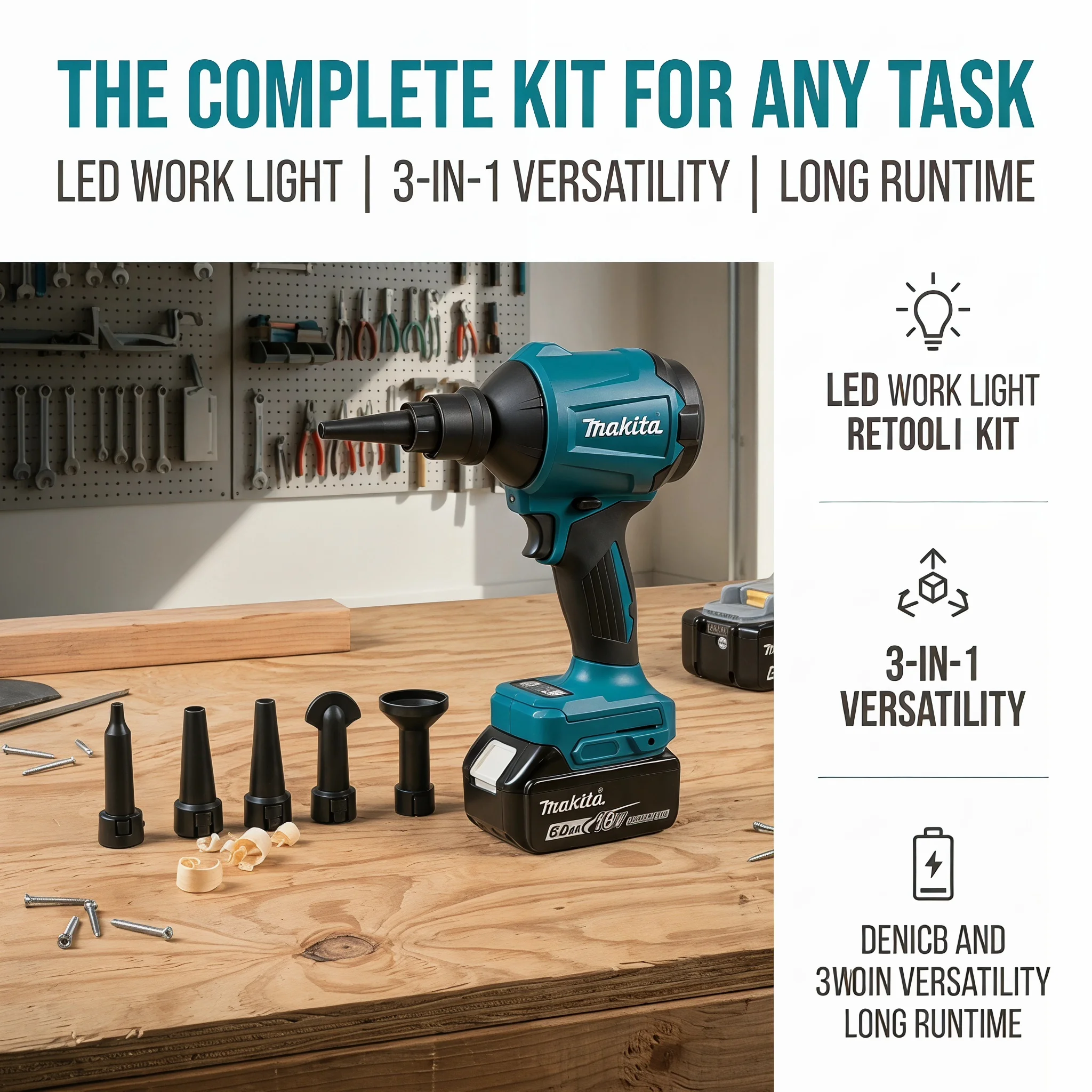 

Makita DAS180 Brushless Air Blower Cordless Air Dust Removal Gun with Nozzle Multifunction Dusting Machine Inflator Tool