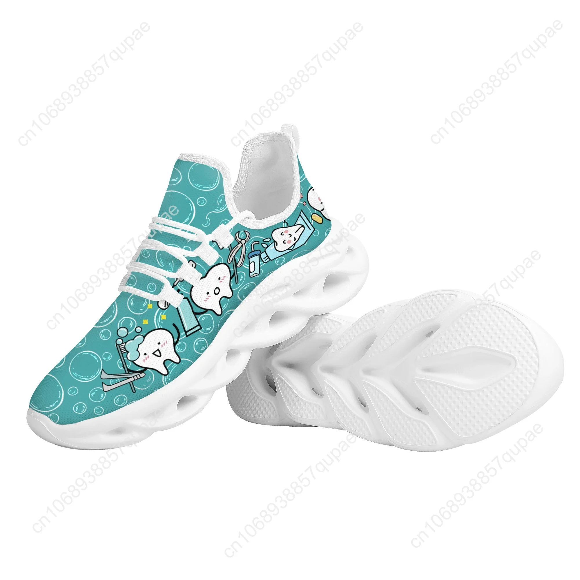 INSTANTARTS Casual Women's Dental Shoes Funny Teeth Dentist Design Flats Lace-up Sneakers Spring Breathable Beach Walking Shoe 6