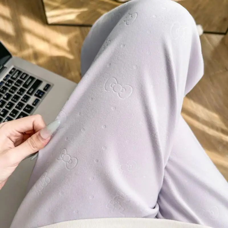 سانريو مرحبا كيتي السراويل المنزلية الدافئة والفضفاضة غير رسمية الخريف الشتاء Kawaii أنيمي موضة بنطلون الدعاوى السراويل ، مجموعة ملابس رياضية النساء #2