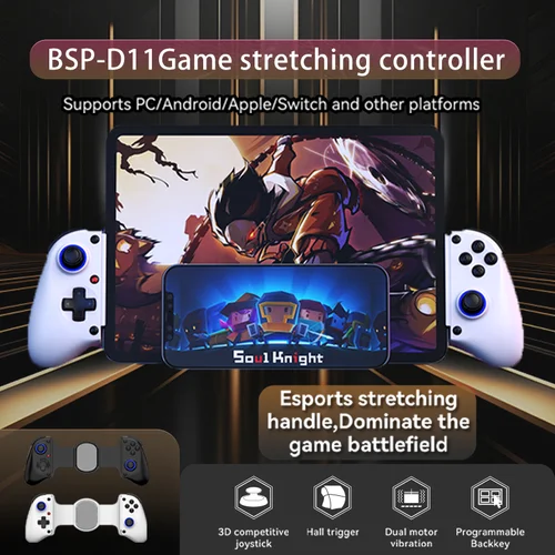 Controlador de juego telescópico BSP D11, mando de teléfono móvil con luz RGB y giroscopio Turbo/6 ejes/vibración para Android iOS PS4 Switch IP