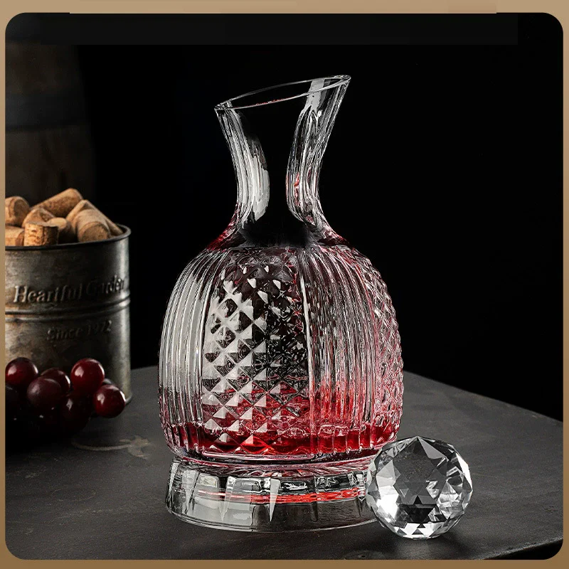 High Grade Crystal Glass 360 Rotating Decanter Tumbler 1500ml Decanter Wine Dispenser Aerator Mirror Jug Gift Bar Decoration