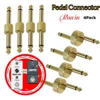 Rowin 4 unids/pack 6,35mm 1/4 ""conector de Pedal de efecto de guitarra acopladores enchufe adaptador macho a macho para pedalera de guitarra plantada en oro