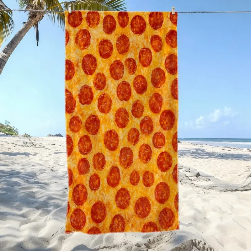 Baked Beans Beach Towel Microfiber Funny Breakfast Food Pattern Bath Towels Quick Dry Large Swimming Blanket Vacation Shawl
