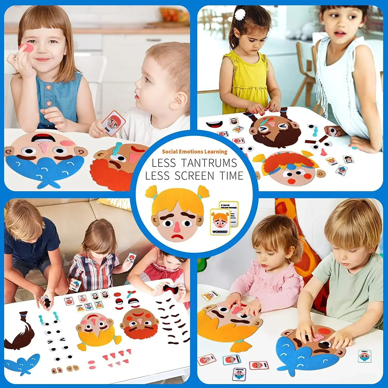 Kids Montessori Facial Expression Game Emotional Change Toys With 9pcs Cards Preschool Learning Educational Toys