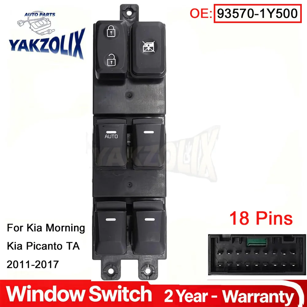 93570-1Y500 For Kia Morning Picanto TA 2011 2012 2013 - 2017 LHD Electric Power Window Control Switch Car Accessories 18 Pins