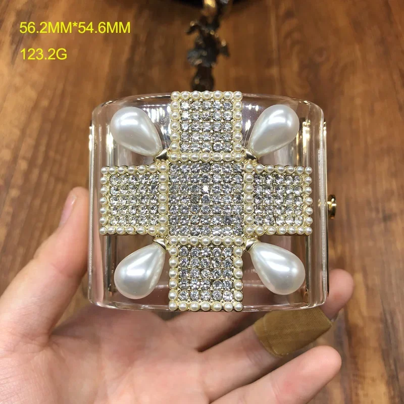 صليب مرصع بالألماس واللؤلؤ، سوار شفاف فاخر خفيف، مزاج وسوار على الطراز العتيق متعدد الاستخدامات #5