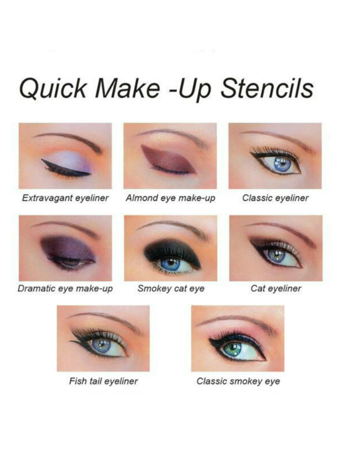 2pcsQuick Make-Up Stencils eyeliner eyebrows eye shadow A makeup tool with a variety of shapes