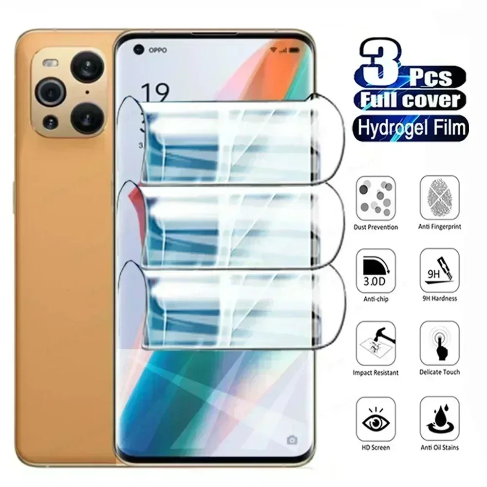 3Pcs Full Screen Protector For Oppo Find X3 Pro Neo X5 lite Protection Hydrogel Film For Oppo X5 Pro X3 lite Protective Film