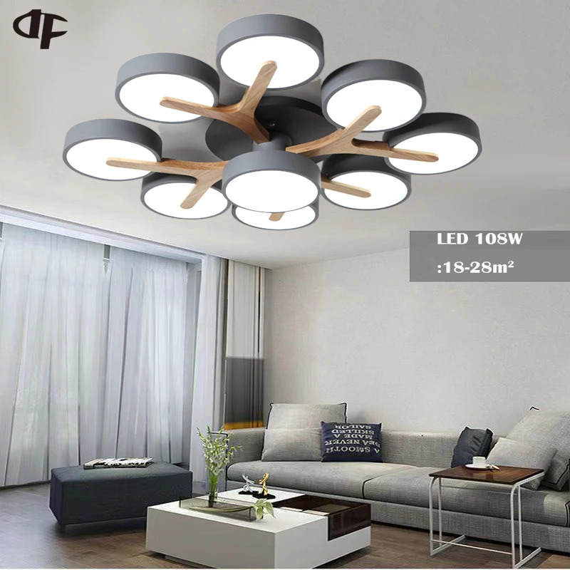 New Pendant Lamp Solid Wood Led Ceiling Chandelier For Living Room Bedroom Light Villa Restaurant Indoor Lighting Chandelier