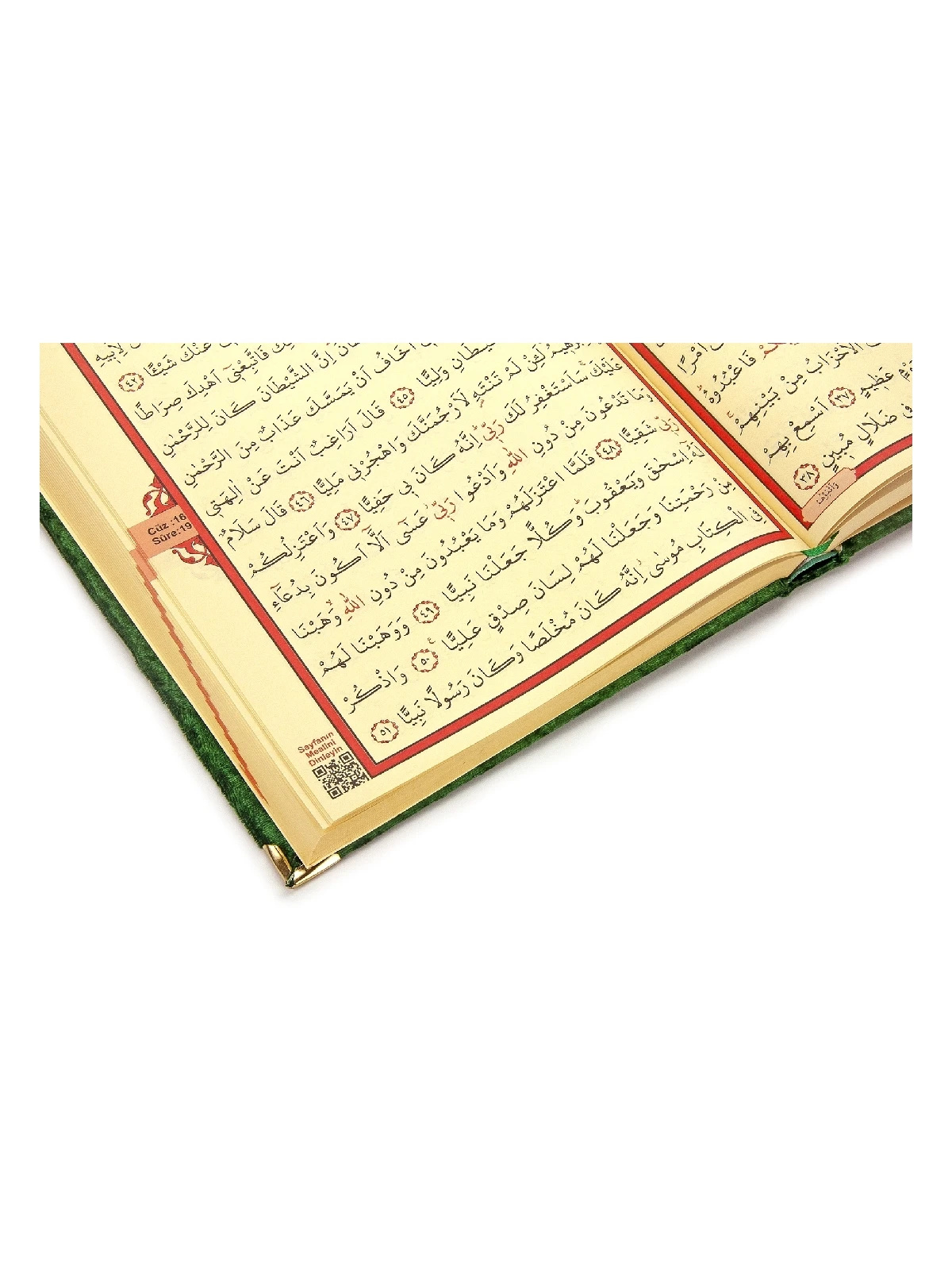 Gift Velvet Covered Name Special Plexi Pattern Arabic Lectern Sized Quran Green