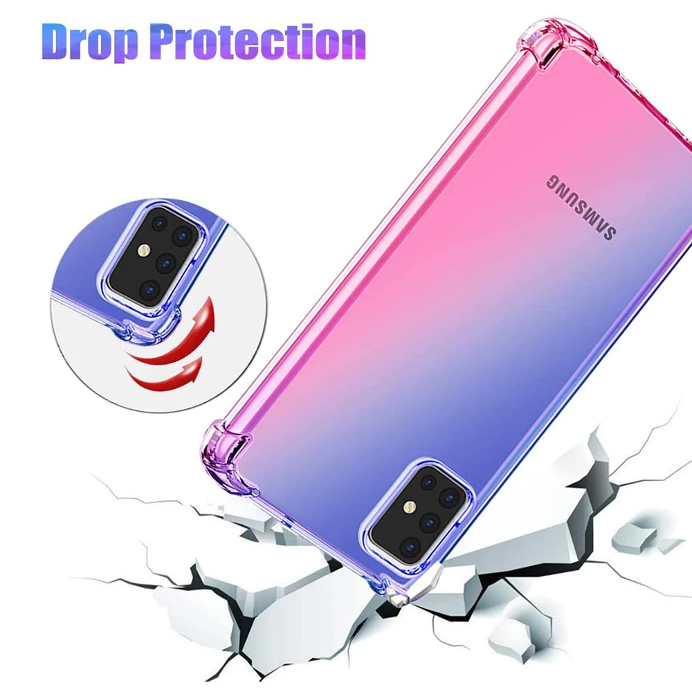 Shockproof Soft Case for Samsung Galaxy A02 A01(US) A71 5G A51 5G A71 A51 A41 A31 A21(EU) A21(US) A11(EU) A11(US) Gradient Cover