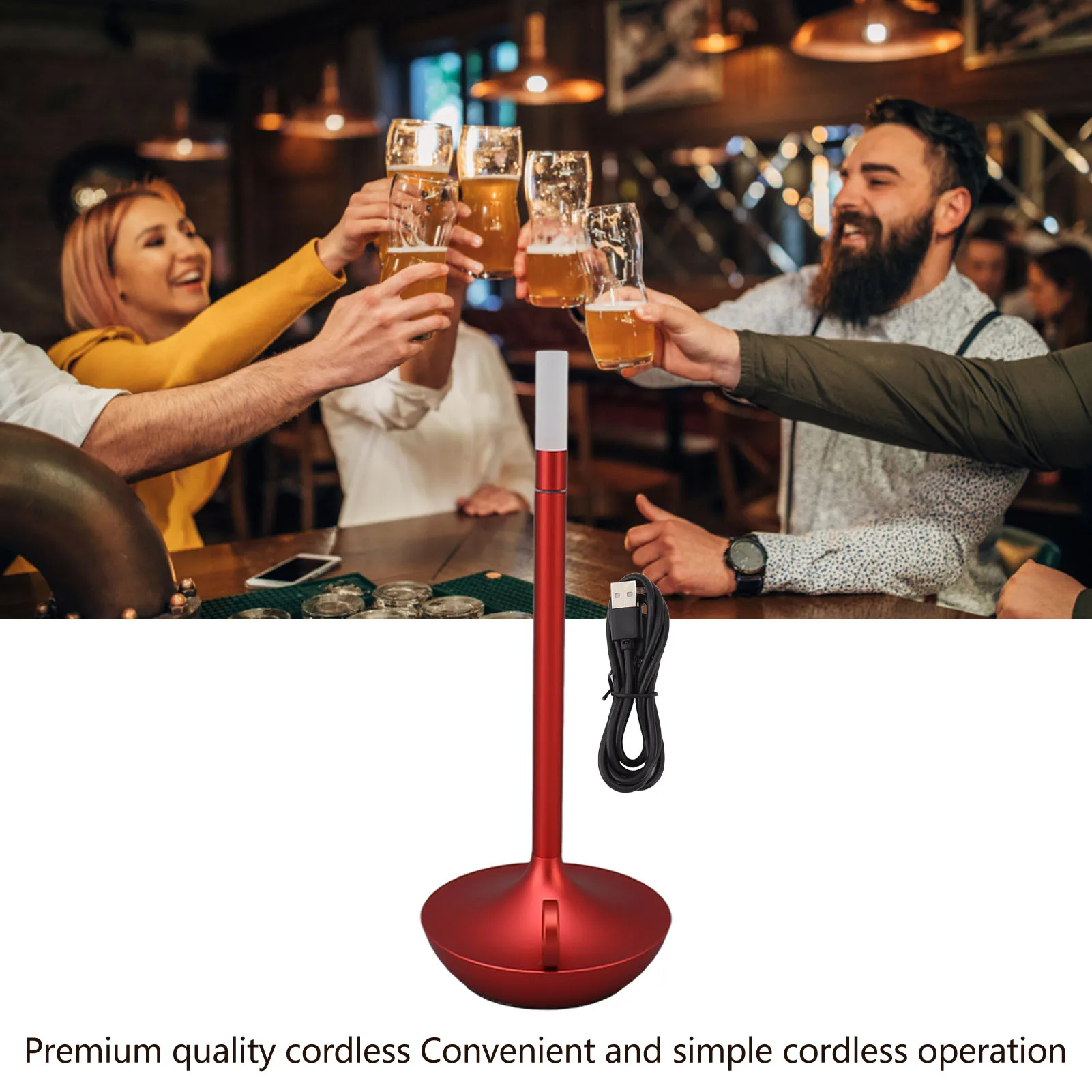 โคมไฟตั้งโต๊ะไร้สาย รูปทรงเทียนที่เป็นนวัตกรรมใหม่ ความสว่าง 3 ระดับ หรี่แสงได้ โคมไฟตั้งโต๊ะ LED แบบชาร์จไฟได้ โคมไฟตั้งโต๊ะ LED แบบพกพา