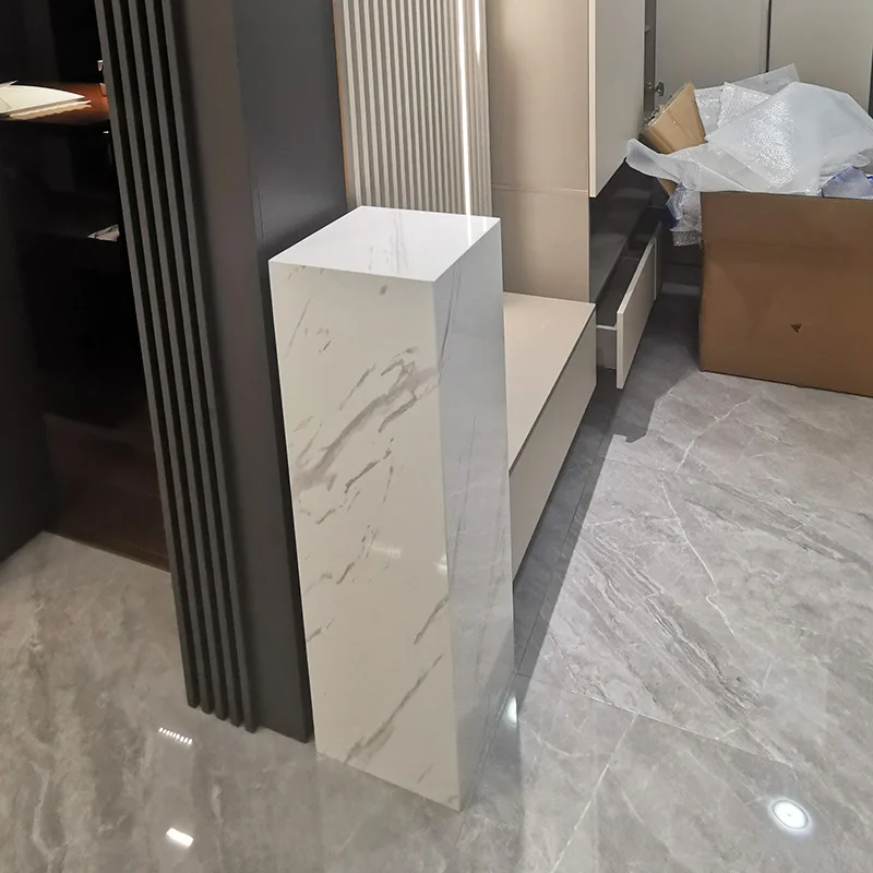 White marble base ornaments, living room entrance, TV cabinet, floor-to-ceiling stone pillar pedestal, stone pier sculpture tabl