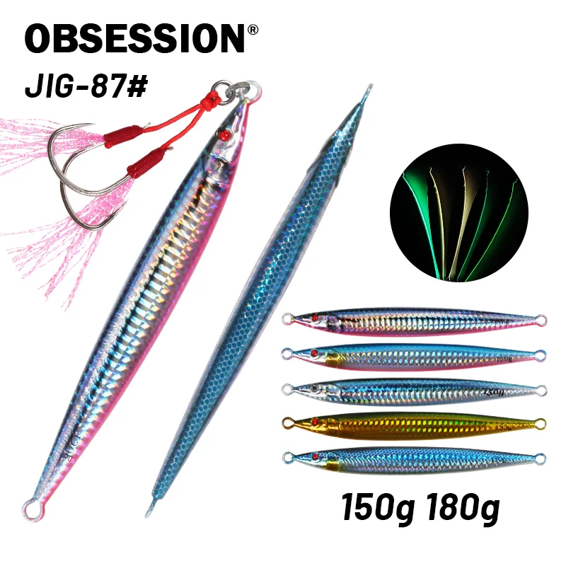 OBSESSION J87 150g180g 3D Print Jigging Lure Fast Fall Sinking Saltwater Fishing Jig Lure Needle Vertical Metal Jigs Hard Bait