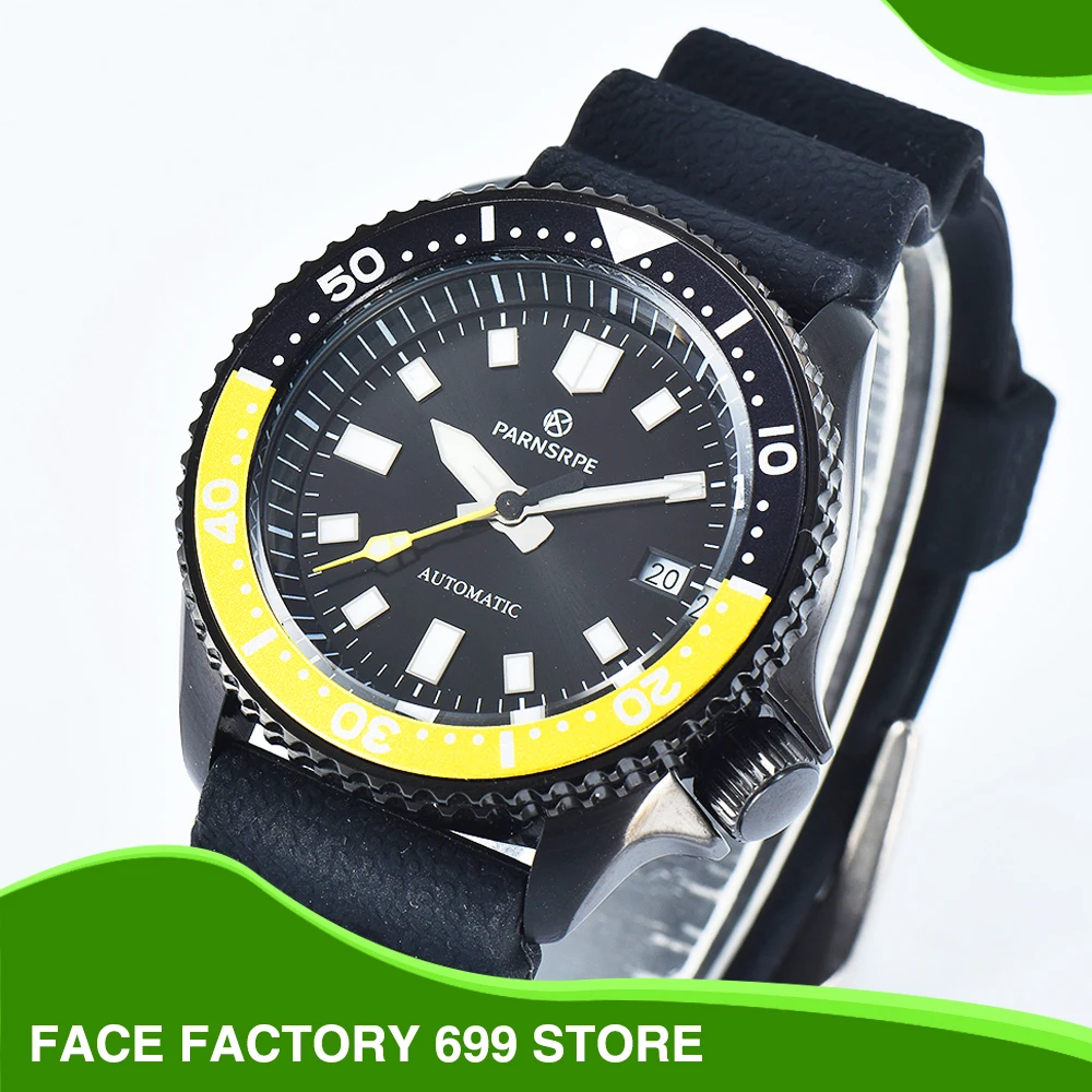 

PARNSRPE - Fashion Casual Men's Watch NH35 Automatic PVD Brushed Stainless Steel Mechanical Watch Sapphire Crystal Rubber Strap