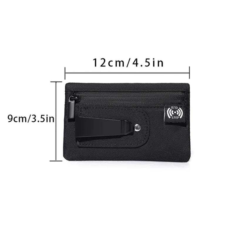 1PC Mini Coin Purse Simple Fabric Pouch With Zipper & Belt Clip Non-braided RFID Blocking Money Bag Organizer For Cash And Coins