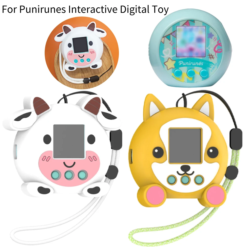 Silicone Case For Punirunes Interactive Digital Toy Protective Case Shockproof Protective Skin Sleeve Cartoon Cover with Lanyard