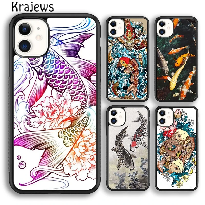 Krajews Carp Fish Phone Case Cover For iPhone 16 15 14 plus XS XR 11 12 mini 13 pro max coque Shell Fundas