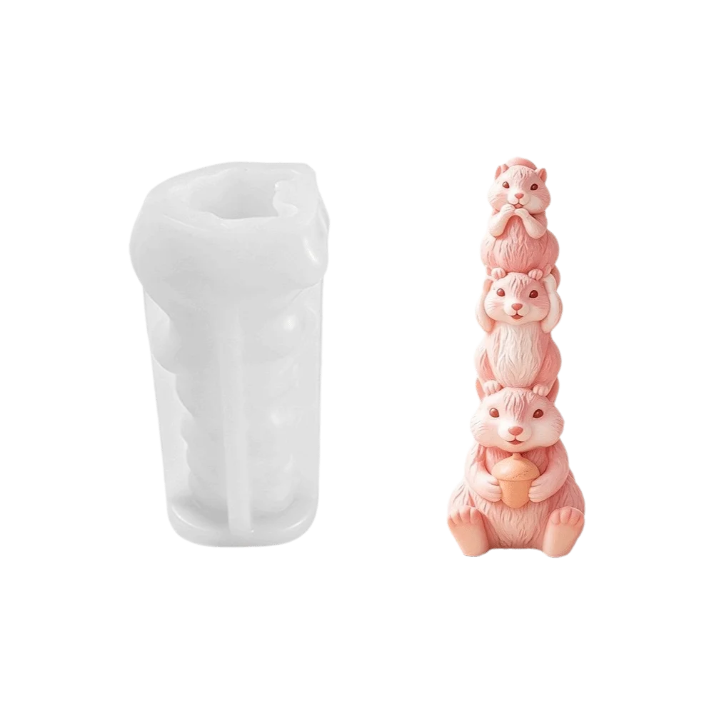 Silicone Candle Mold 3D Stacked Animal Overlap Candle Mould Reusable Multipurpose Animal Silicone Mold Office Aroma Candles