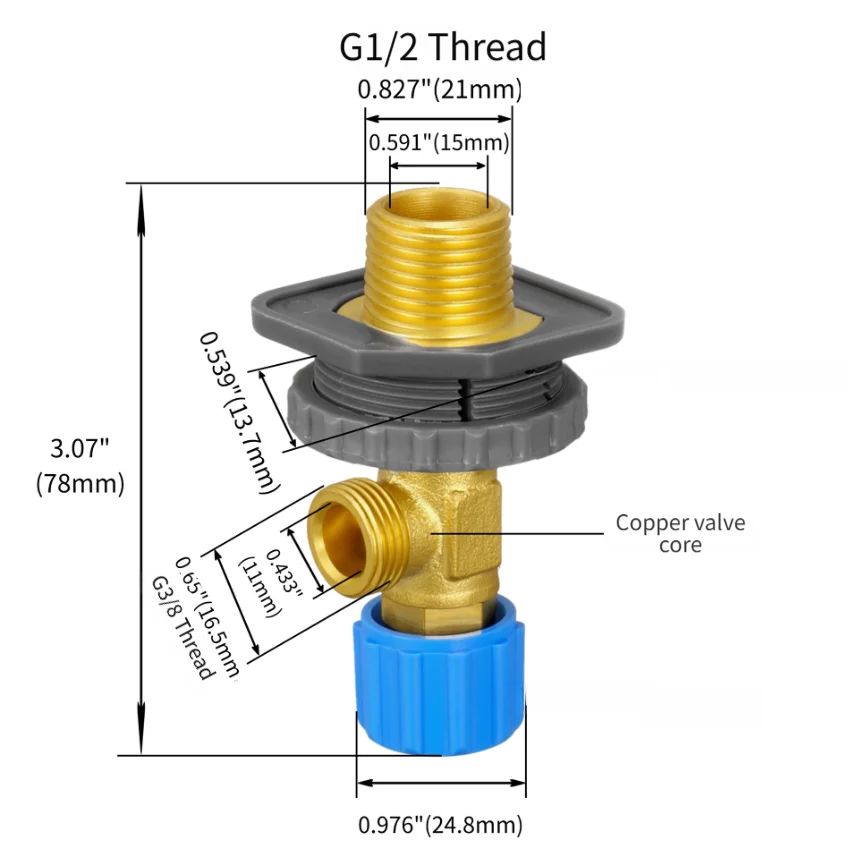 For Geberit Compatible Flush Mount Brass Toilet Angle Valve with G3/8 G1/2 Threads for UP300 UP320 UP700 Tanks