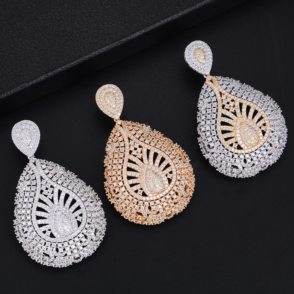 

Missvikki Luxury CZ Big Earrings for Women Wedding Holiday Party OccasionJewelry Unique Design boucle d'oreille femme 2023