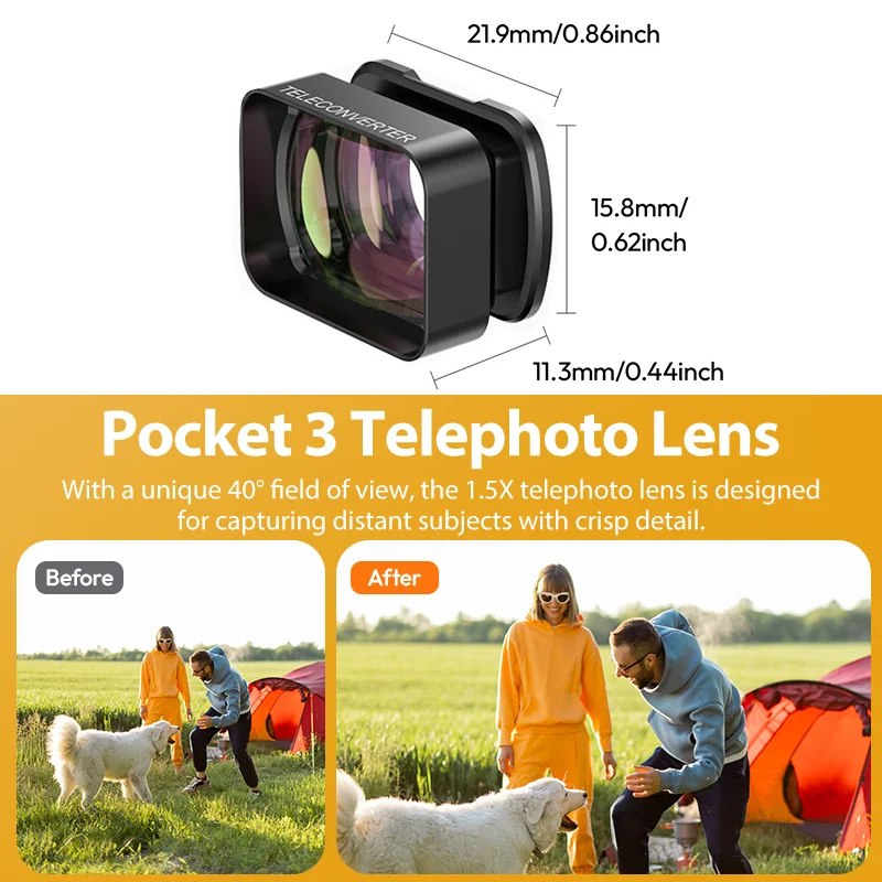 Ulanzi F35 Pocket 3, магнитный телеобъектив 1,5X, широкоугольный объектив для DJI Osmo Pocket 3, аксессуар для экшн-камеры для видеоблогов в прямом эфире