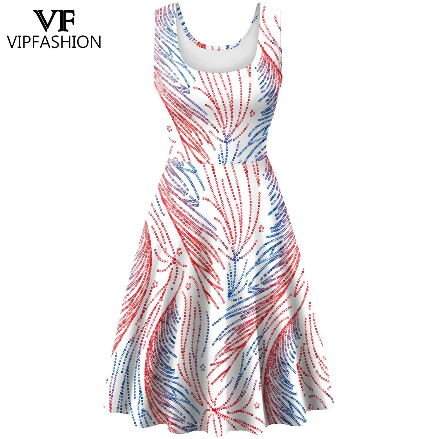 VIP FASHION Party Dress Holiday Cosplay Costume 3D Digital Printed Dance Dresses Casual Sleeveless Dress Summer Women Clothing