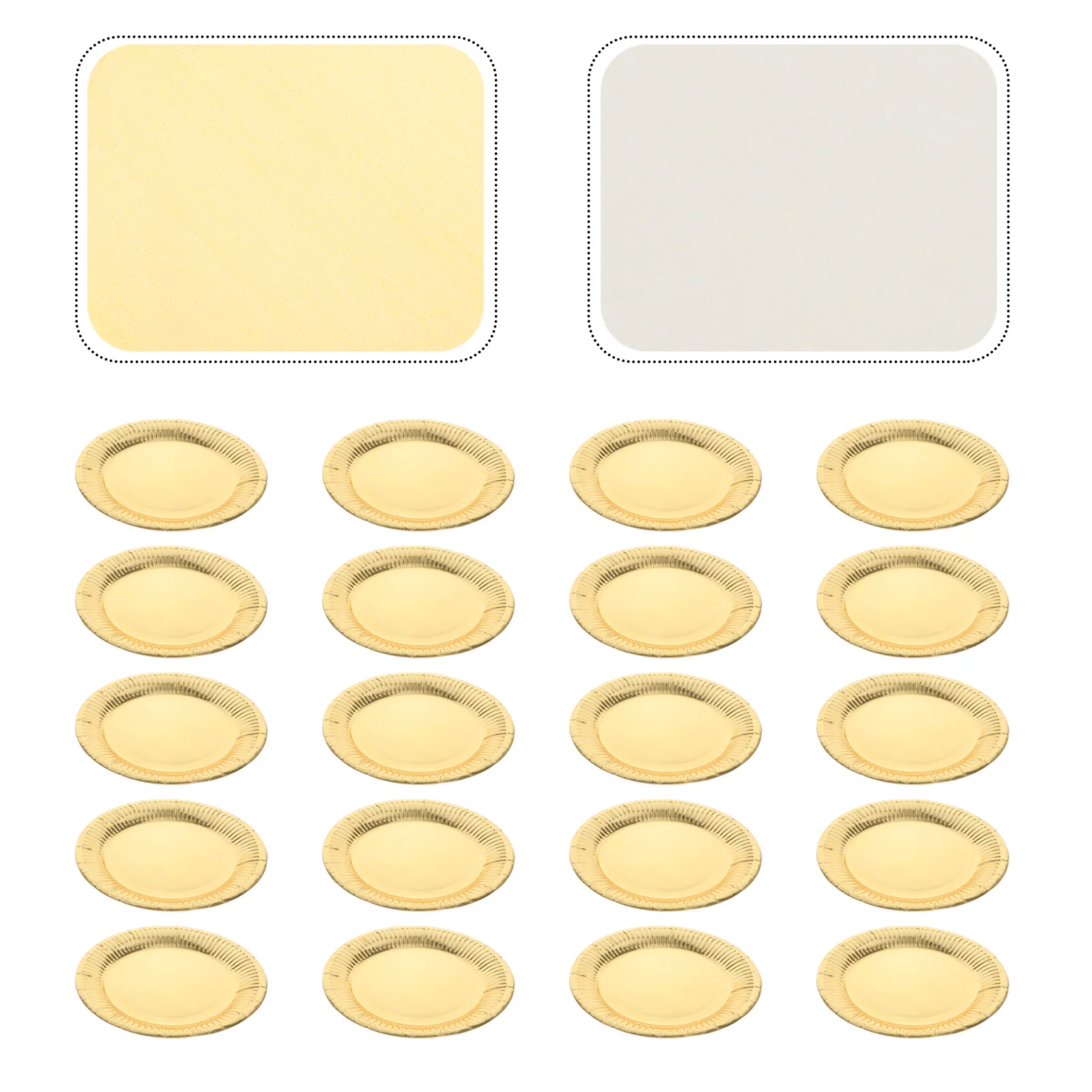 

20 Pcs Round Cake Pan Party Paper Plate Flatware Tableware Fruit Dessert Golden