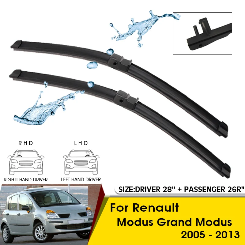 

Car Wiper Blades For Renault Modus Grand Modus 2005-2013 Windshield Windscreen Front Window Blades 28"+26R" Car Accessories