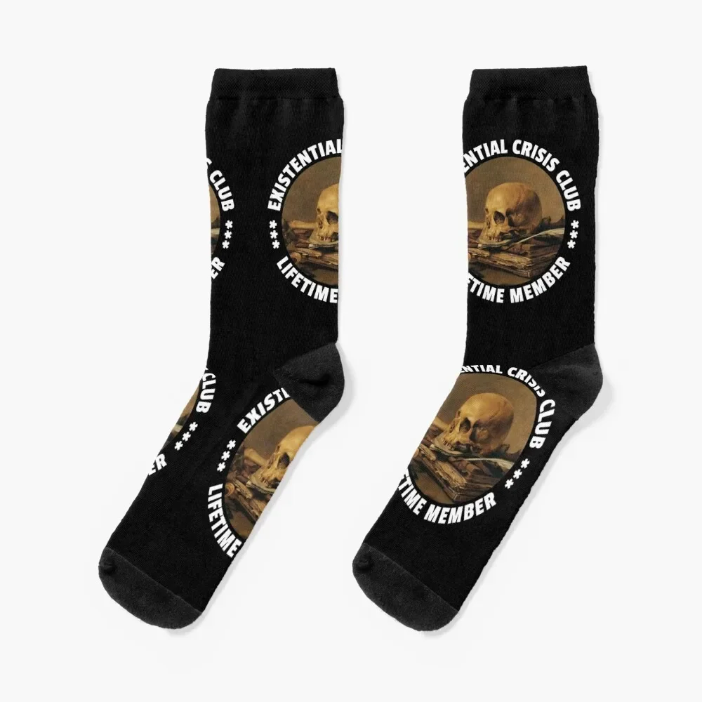 Existential Crisis Club - Lifetime Member - Fun Vanitas Design Socks retro new year Socks Man Women's