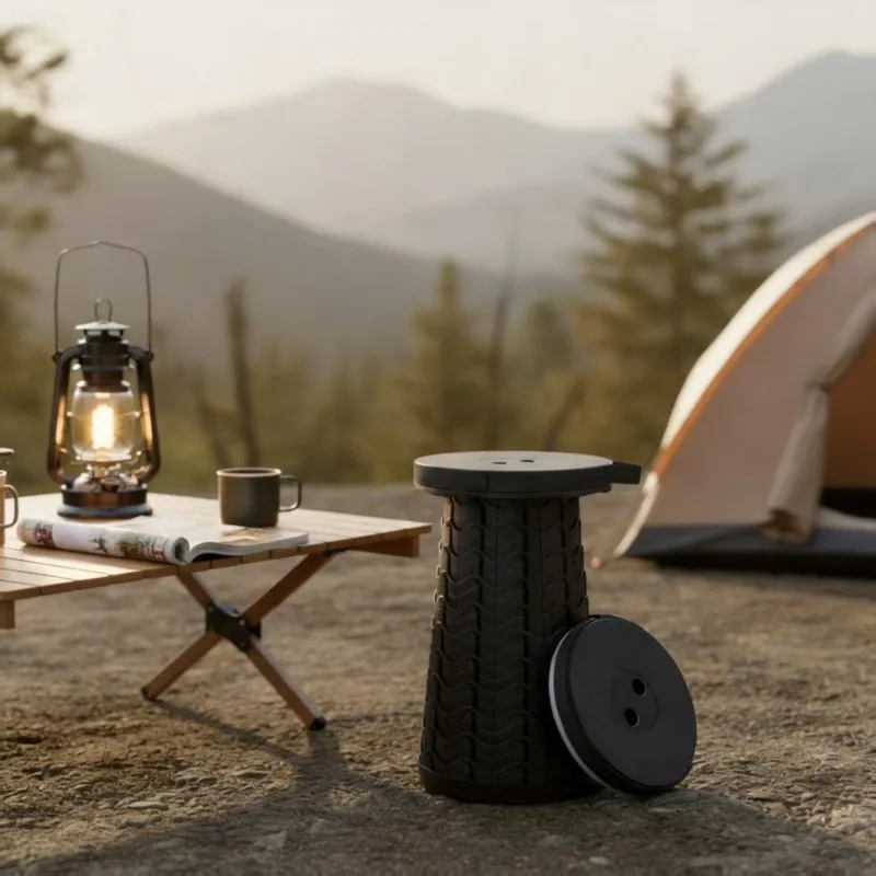 Outdoor portable stretchable folding stool, rainbow blue lightweight design, fishing and camping home universal small seat