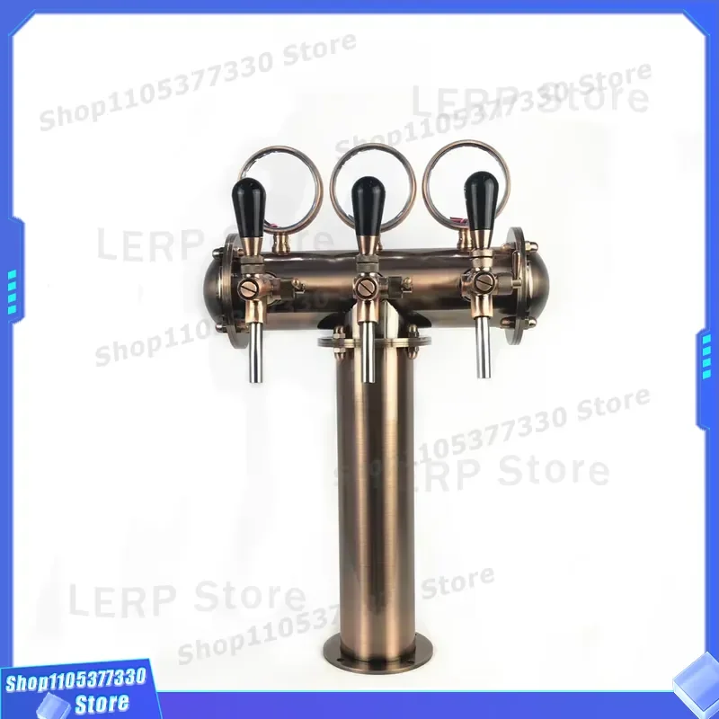 3 Hole T Type Beer Tower Stainless Steel Bronze Bar Accessories LED Light Emitting Diode Draft System for Pub Home Party