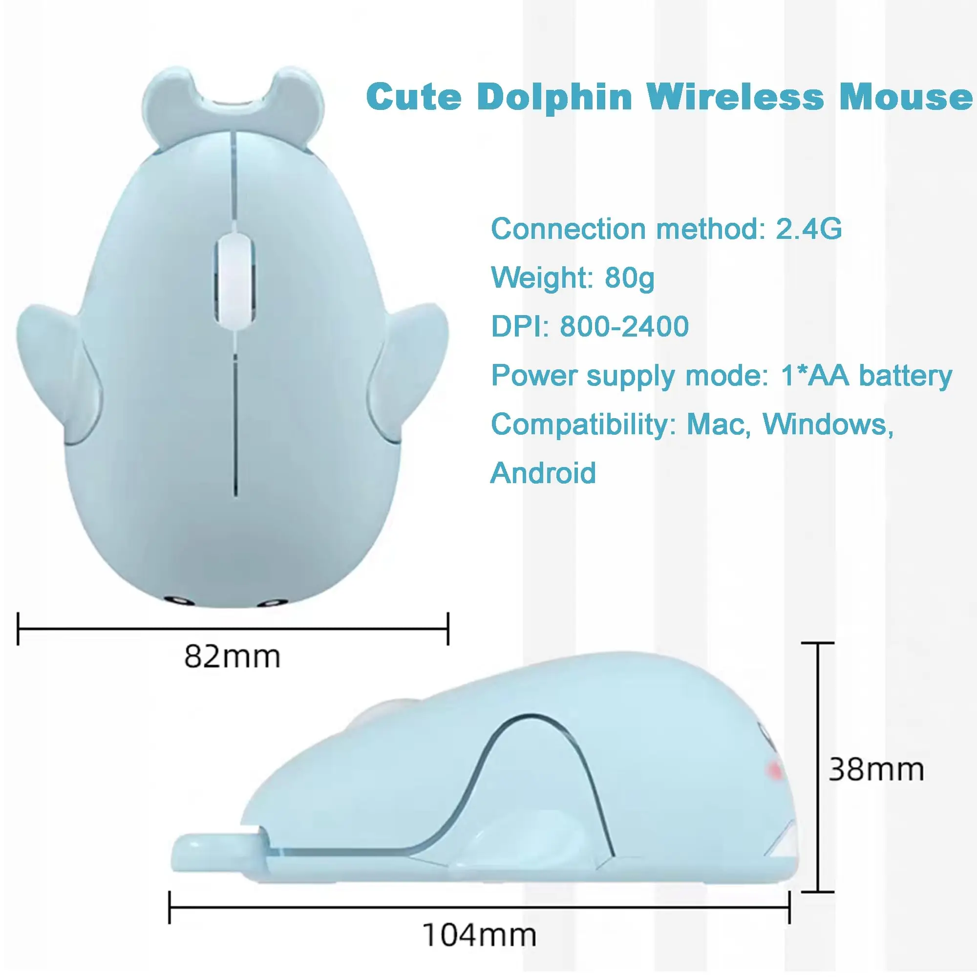 Souris optique sans fil DolDave 3D, 2.4GHz, USB, pour ordinateur portable, cadeau pour enfant